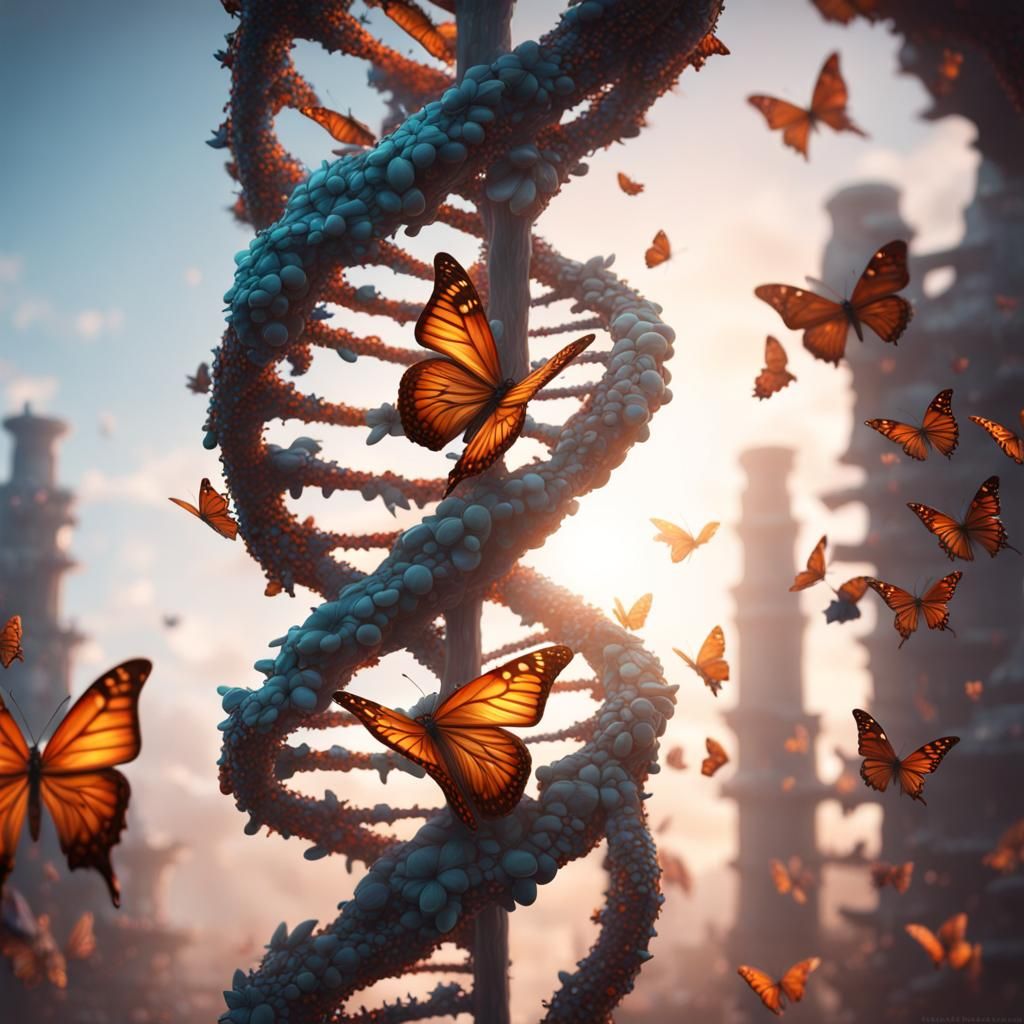 Butterfly DNA Helix: Detailed Matte Painting in 8K