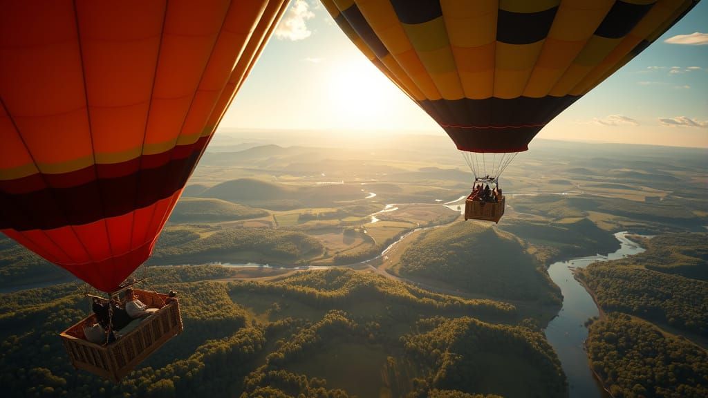 Surreal Landscape View from a Hot Air Balloon