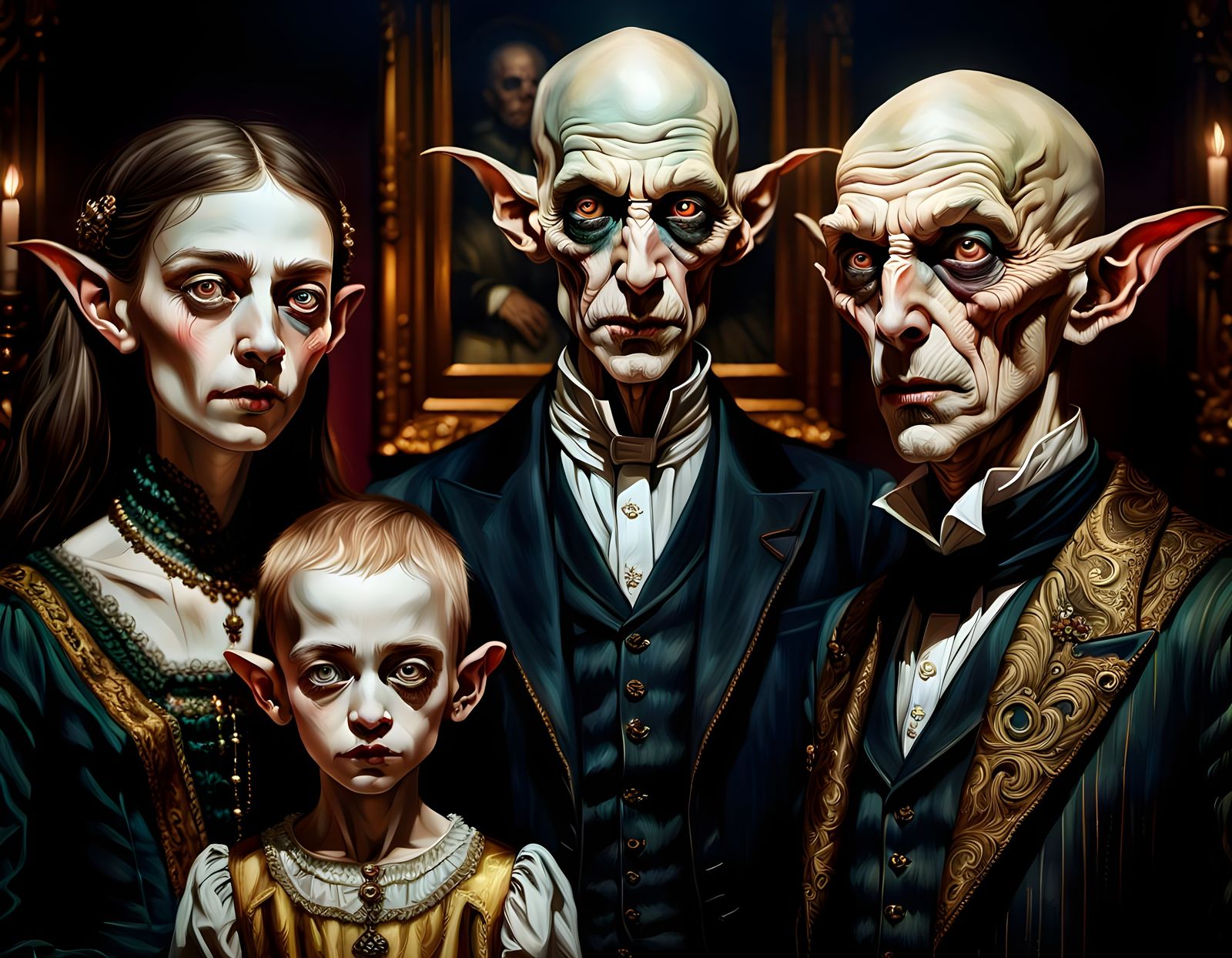 Hyper-Realistic Family Portrait in Dark Fantasy Style