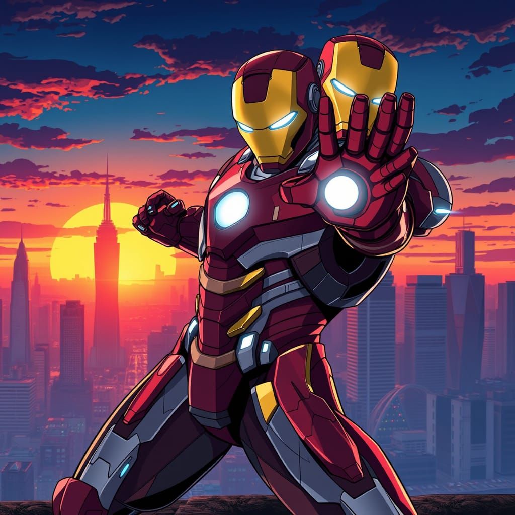 Iron Man in Futuristic Anime Style
