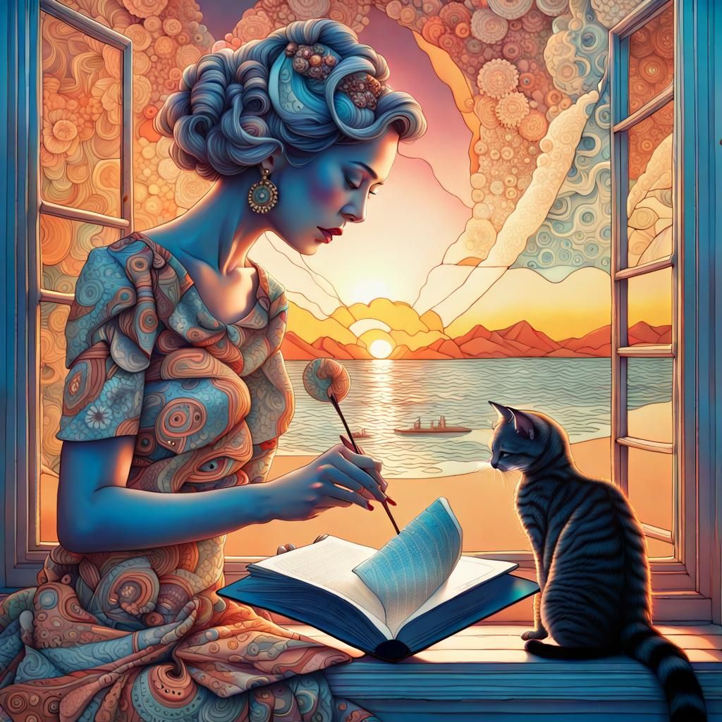 Lady and Cat Create Ice Cream Display