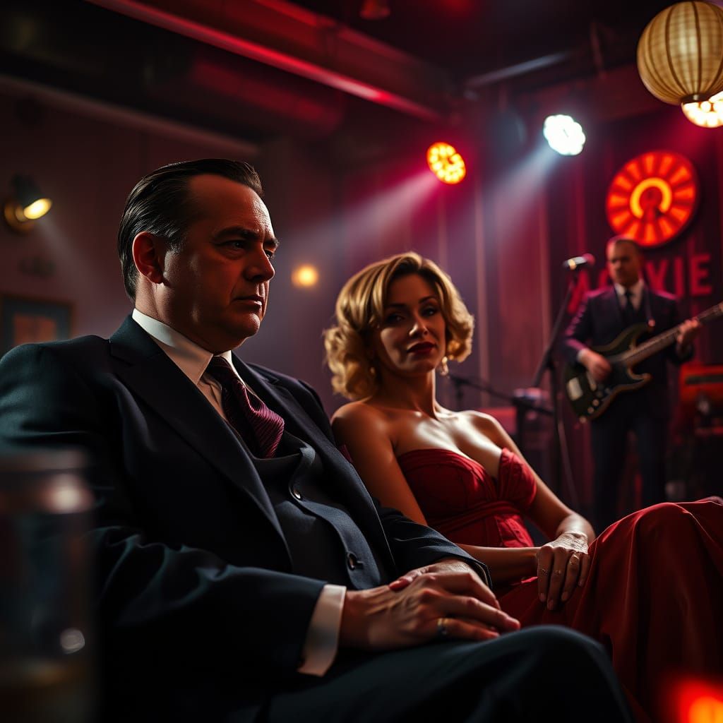 Mafia Boss in Nightclub, Cinematic Portrait