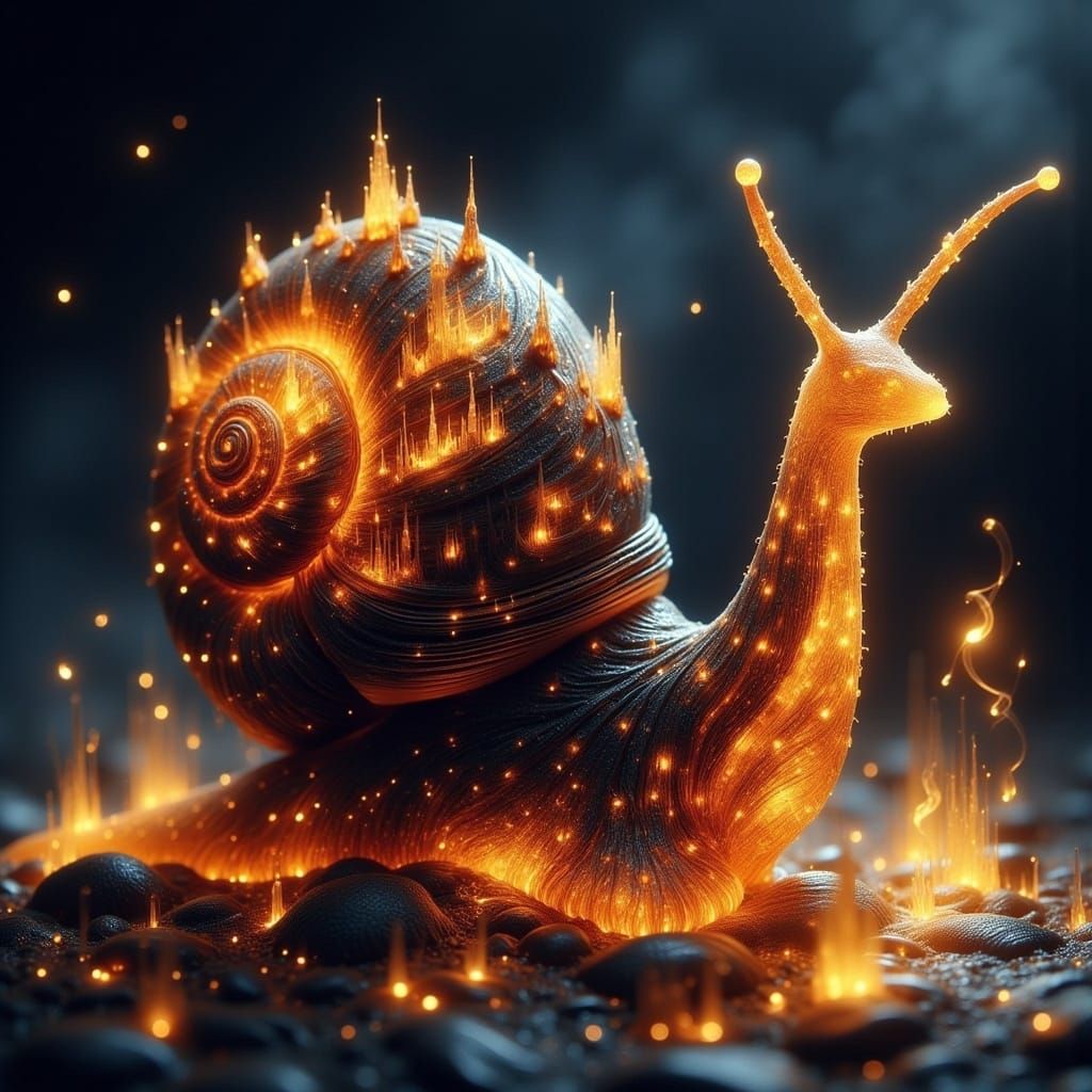 Magma Snail with Obsidian Shell and Glowing Slime