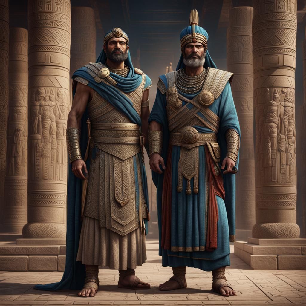 Assyrian Men Portrait in Detailed Matte Painting Style