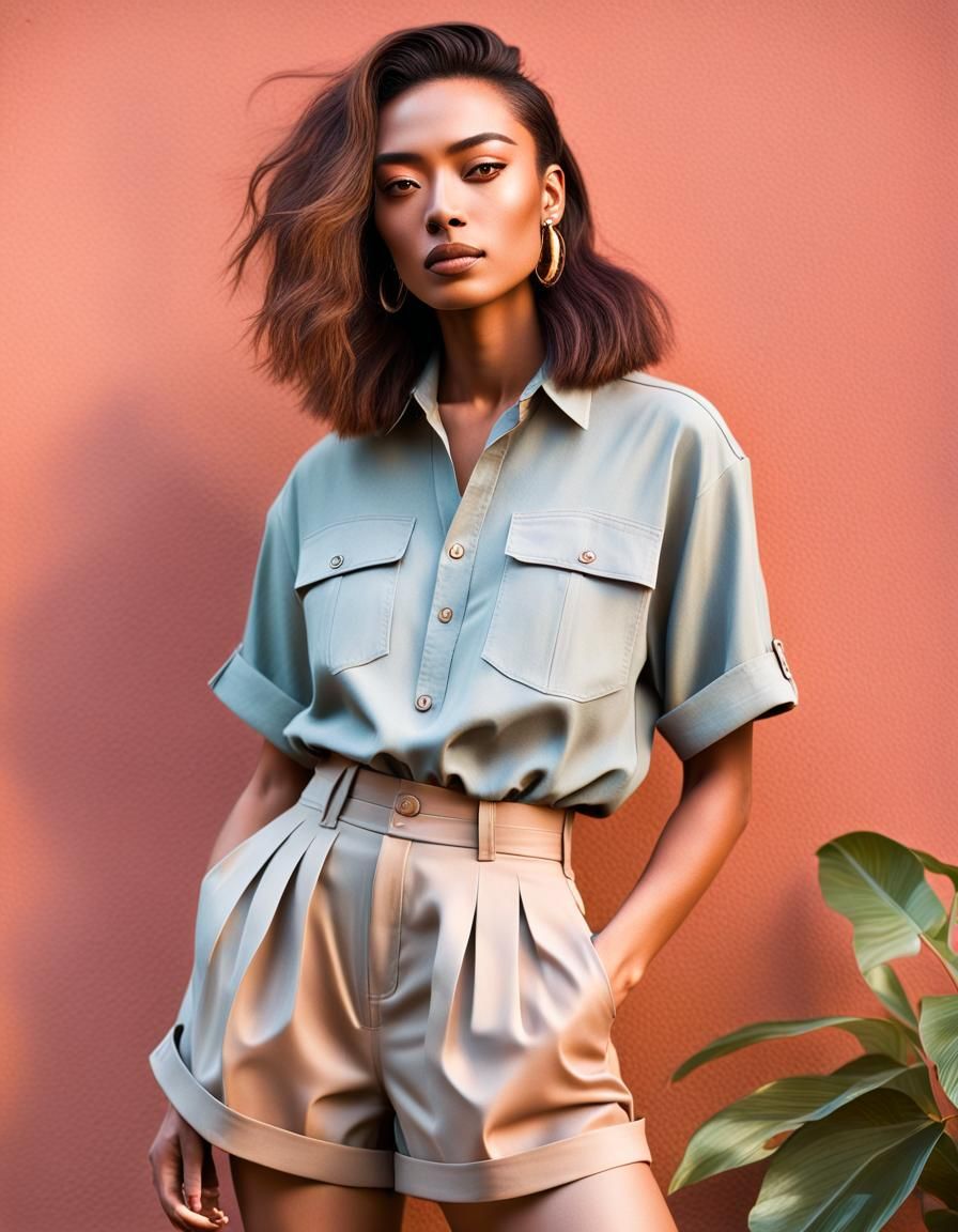 Attractive Non-Binary Person in Safari Outfit