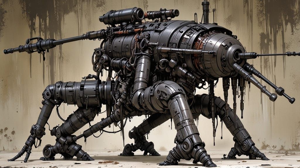 Junji Ito Style Centipede Combat Vehicle