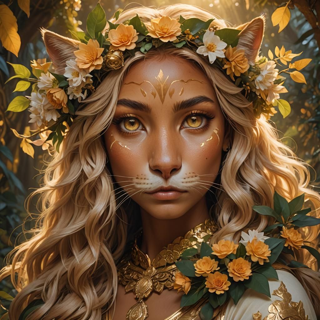 Golden Girl Portrait in Fantasy Art Style