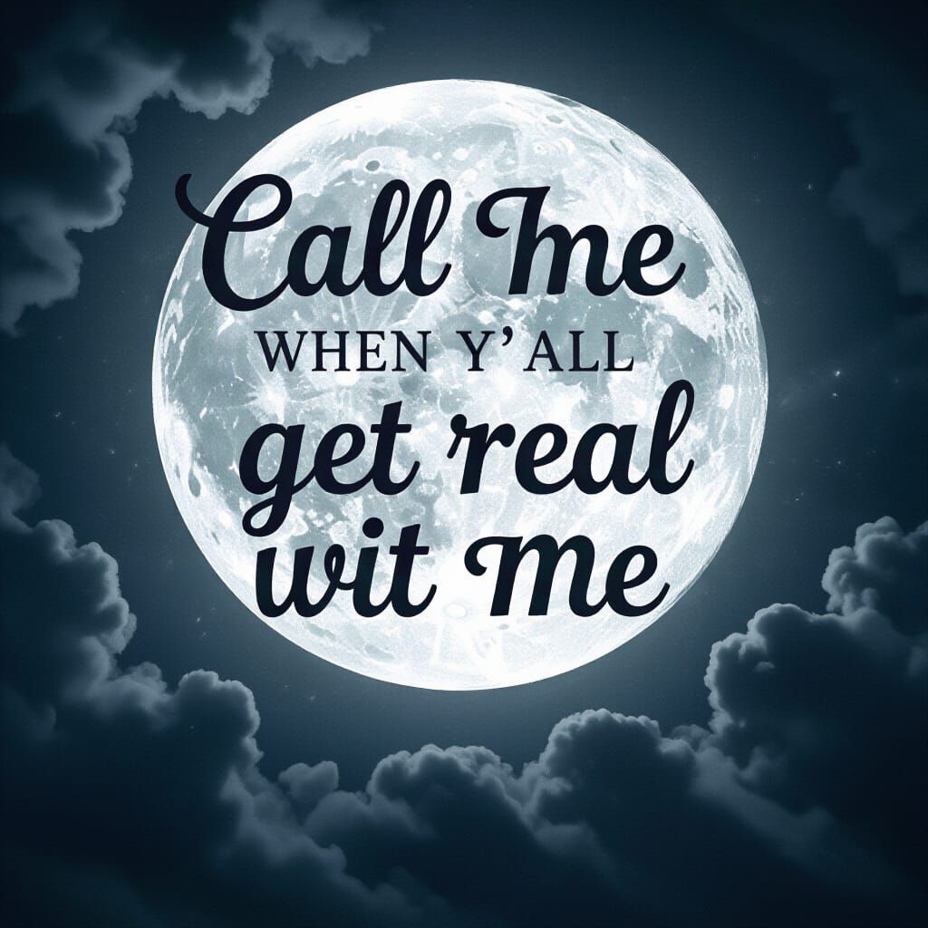 Ominous Moon Text Art in Whimsical Style