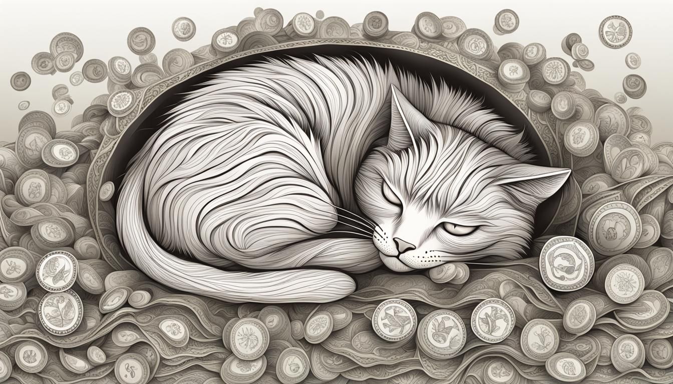 Cat Napping on Money: Abstract Vector Art