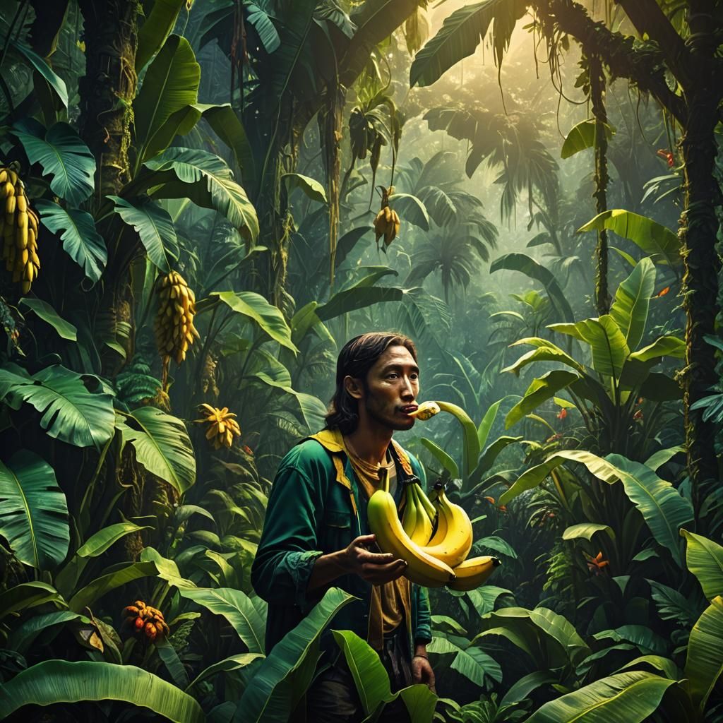 Banana Cannibalism in a Vibrant Jungle