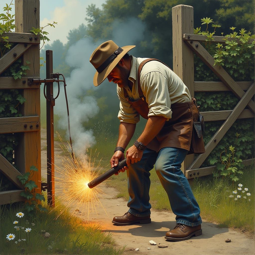 Man Welding Gate in Americana Style
