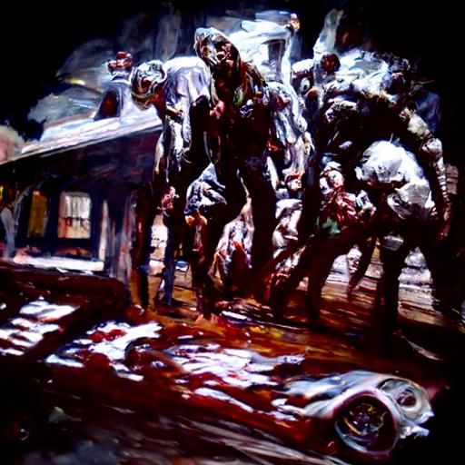 Hyperrealistic Zombie Horde in Oil Painting Style