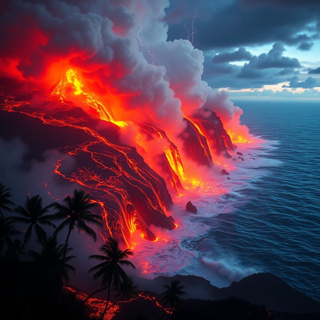 Apocalyptic Volcanic Eruption at Kilauea, Hawaii in Hyper-Re...