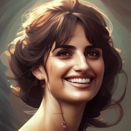 Penelope Cruz Smiling: Hyperrealistic Portrait in 8K