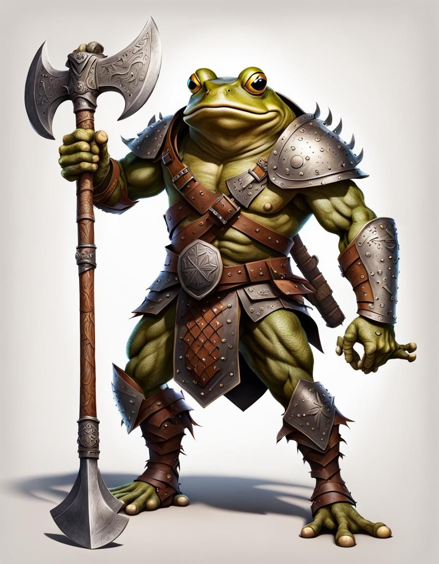 Medieval Frog Gladiator with Crescent Axe