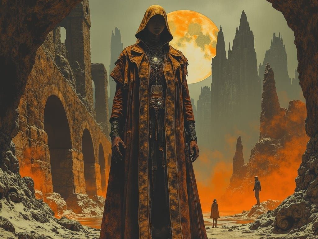 Spectral Cosmic Ghost Rider in Gothic Apocalyptic Landscape