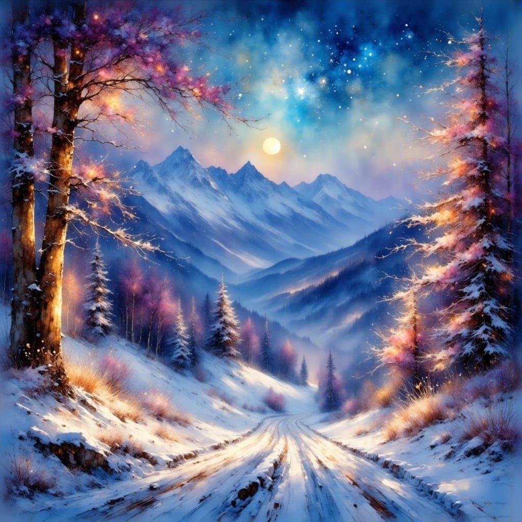 A snowy mountain road