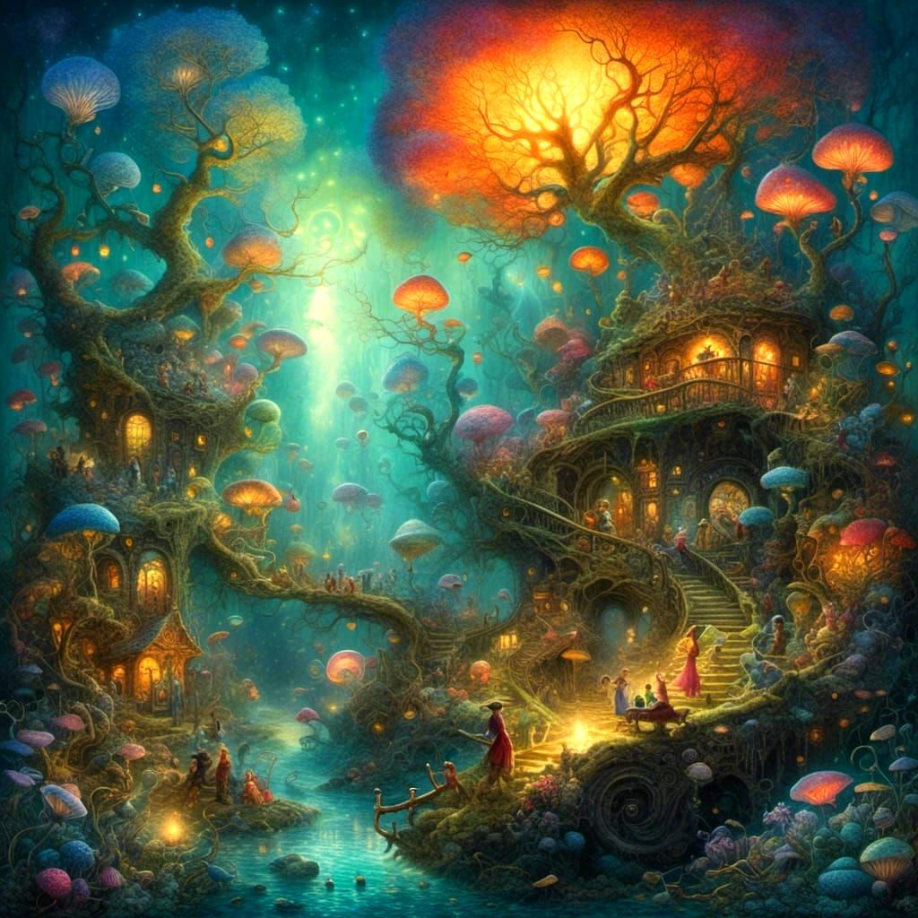 Fairies and Beasts in Art Deco Style