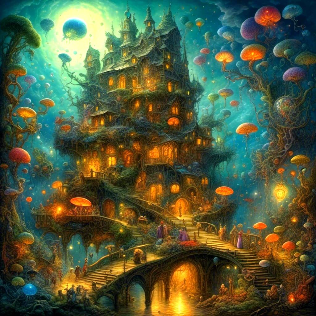 Fantastical Creatures in Art Deco Style