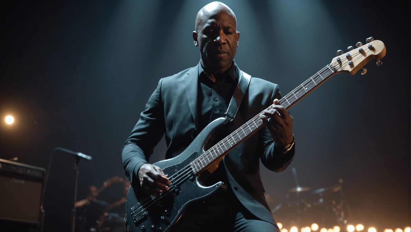 Hyperrealistic Bass Player with Splash Art Effect