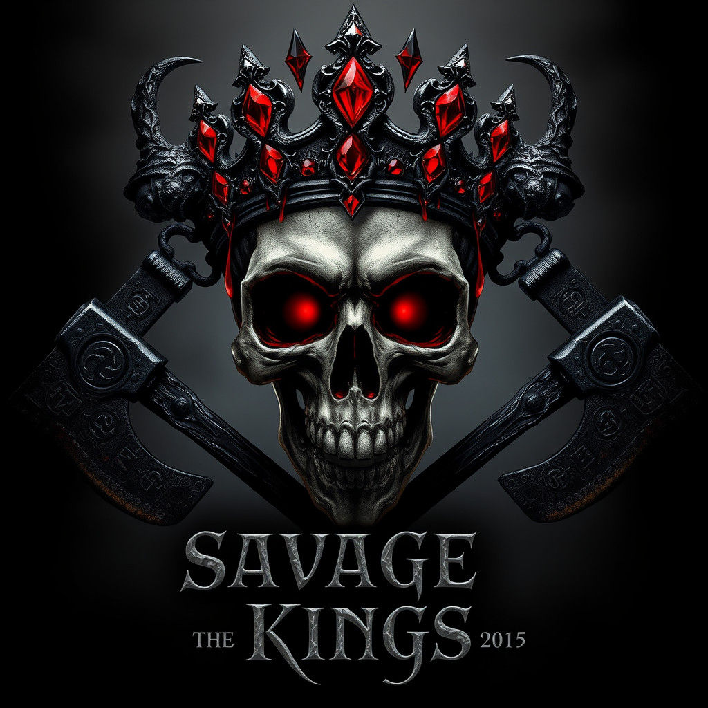 Skull with Crown and Axes in Dark Gothic Style