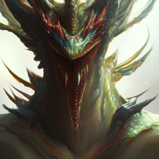 Detailed Portrait of a Demonic Land Dragon
