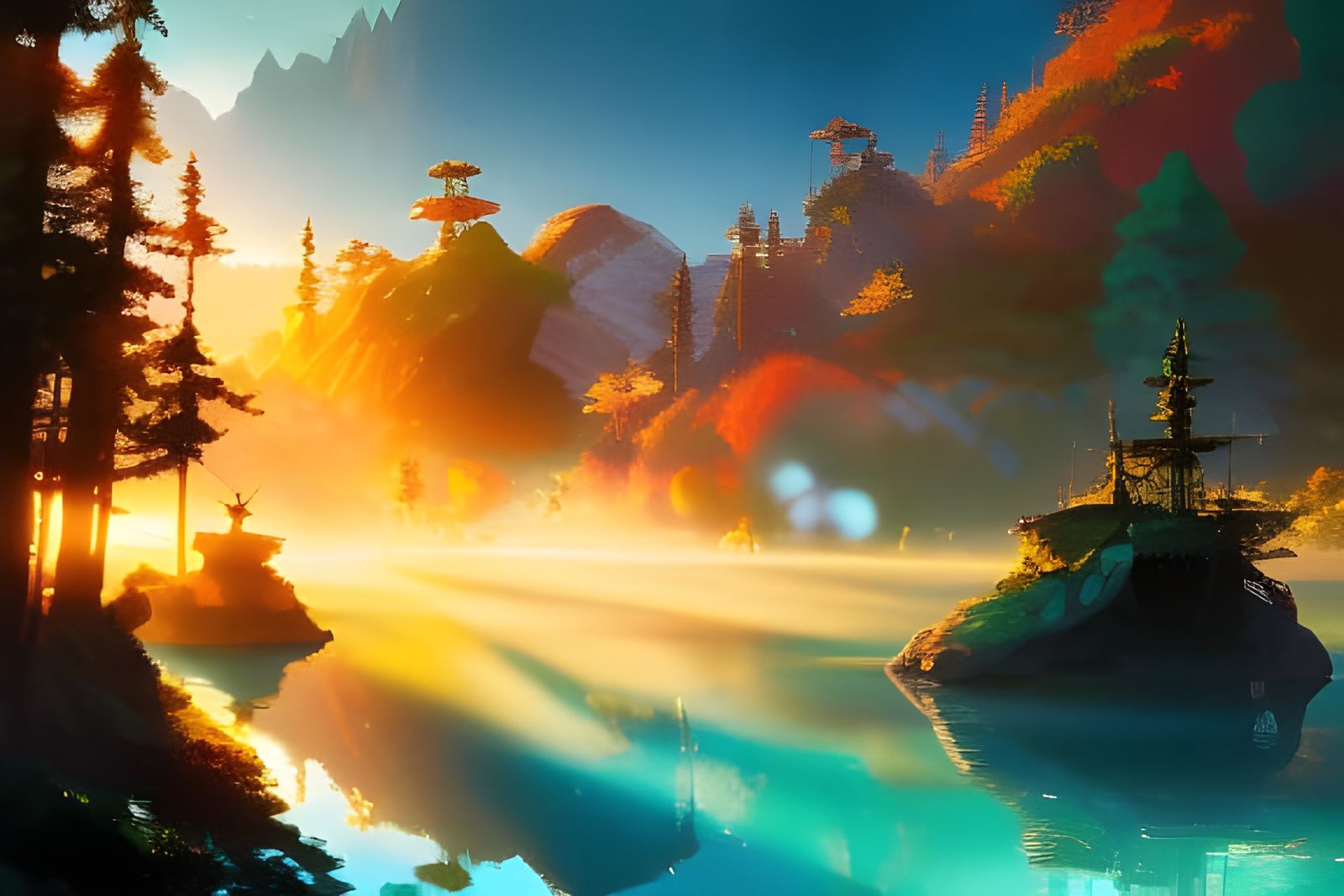 Art Deco Sun Deck Party in Comic Book Style