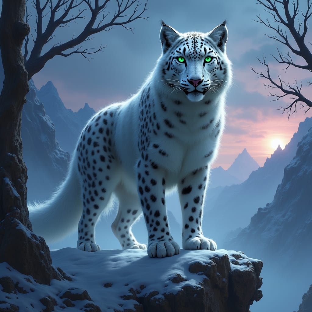 Hybrid Animal on Misty Mountain in Sci-Fi Style