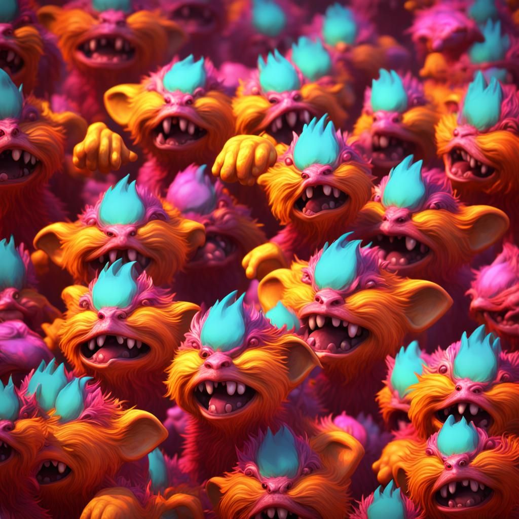 Friendly Gremlin Begging for Cheese in Vivid Colors