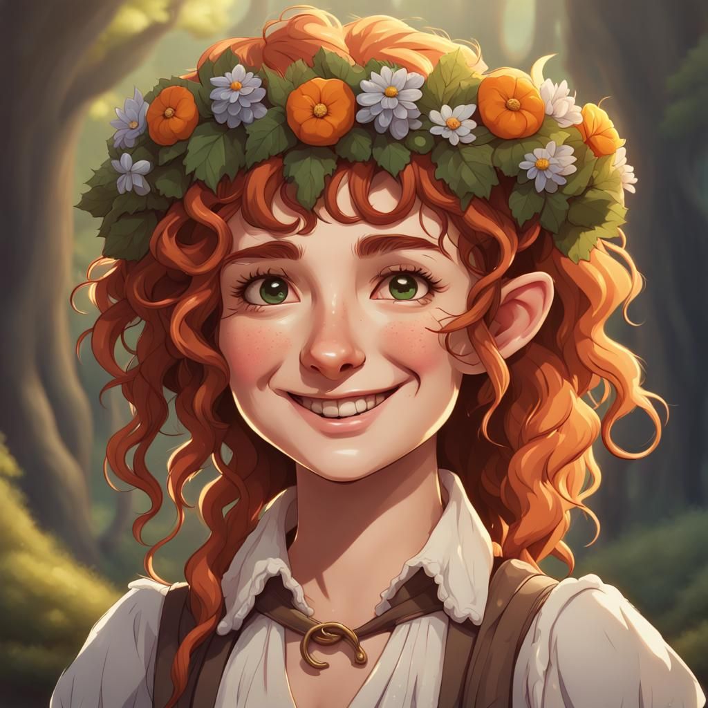 Adorable Hobbit Girl in Anime Style