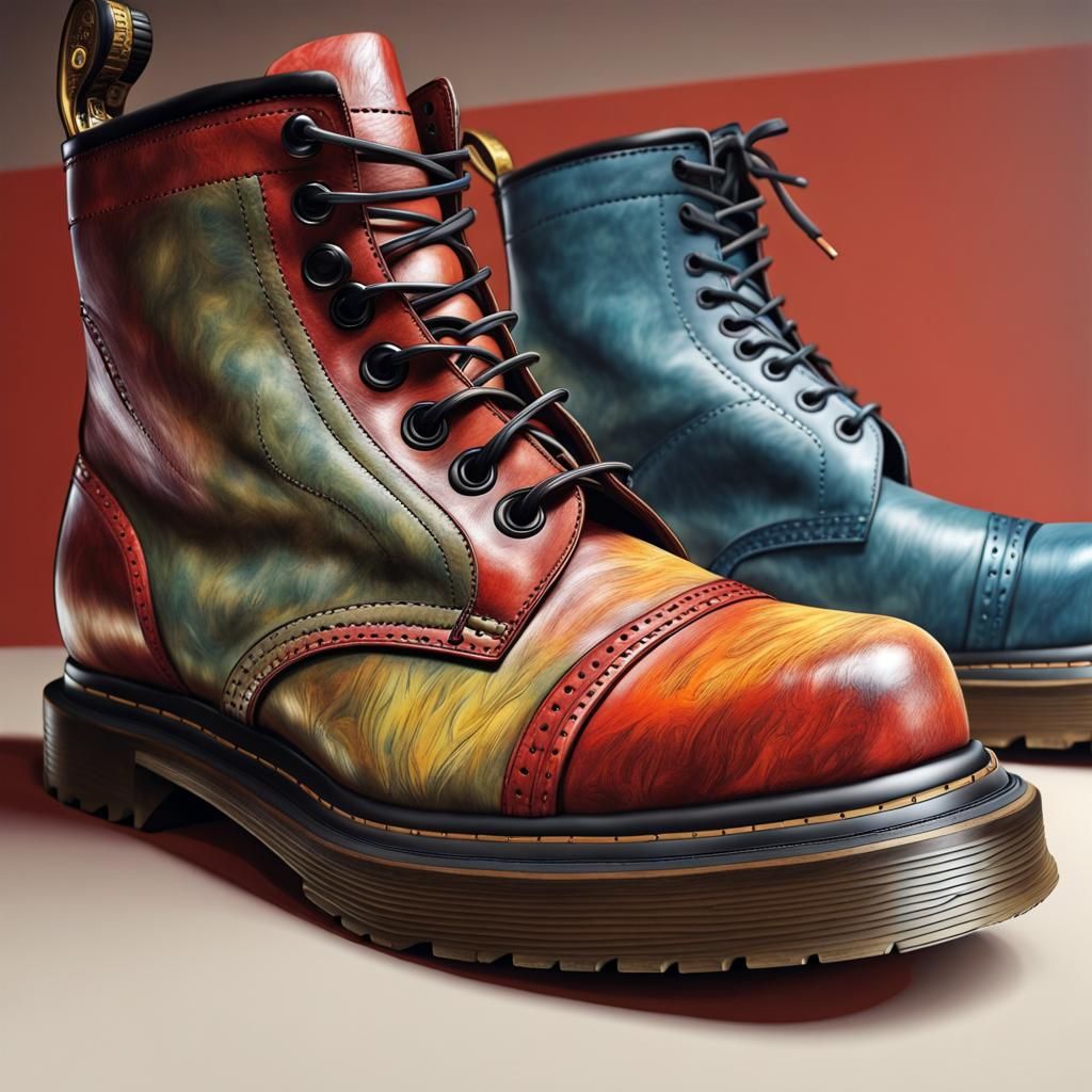 Hyperrealistic Doc Marten Boots with Abstract Details