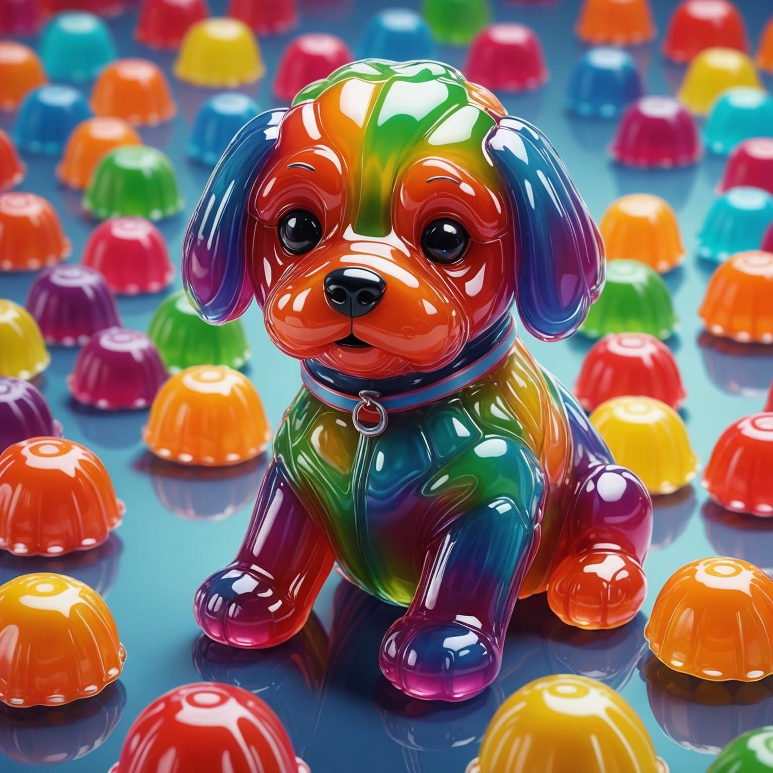 Candy Art Jelly Dog in Whimsical Candyland