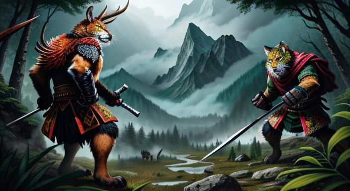 Animal Warriors Encounter Enemies in Mountain Forest