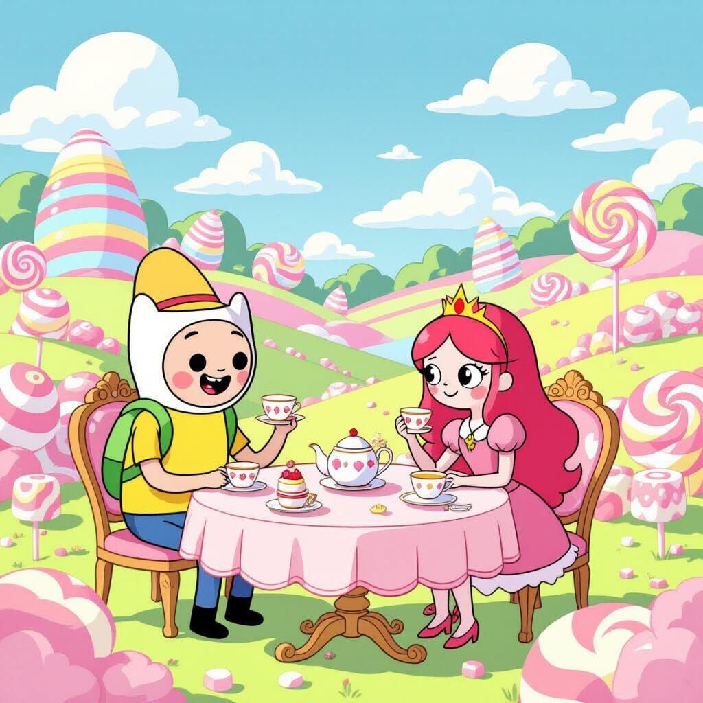 Finn and Princess Bubblegum Tea Party in Candy Land
