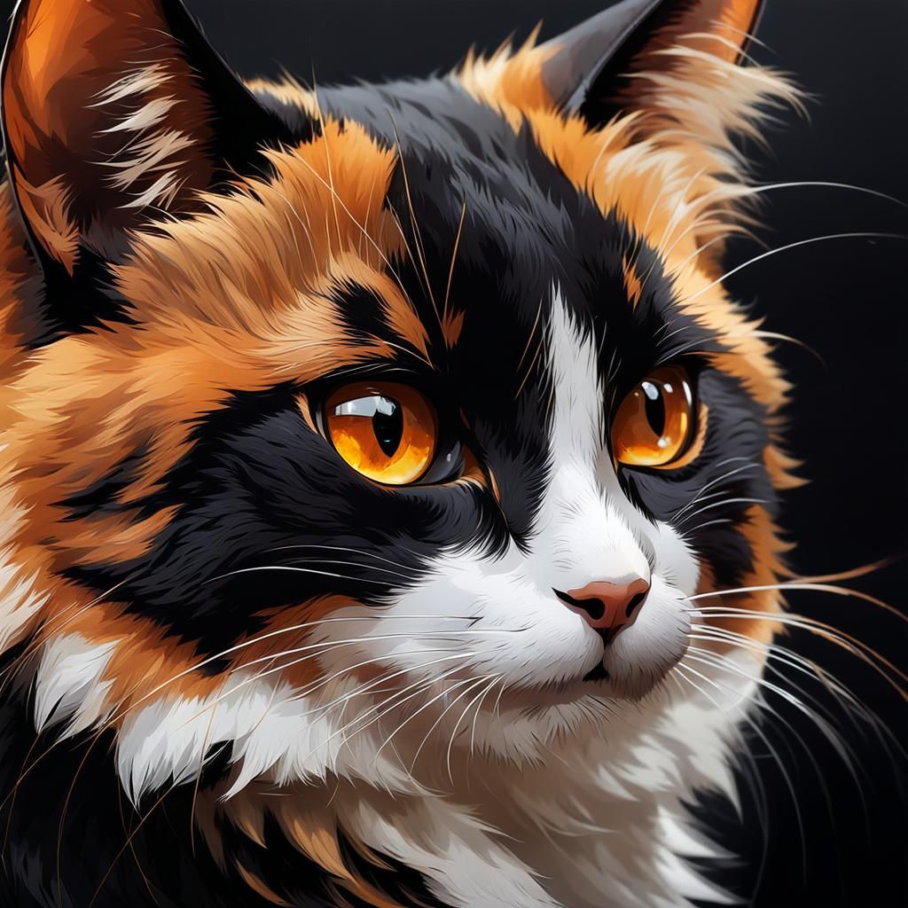 Adorable Tortoiseshell Cat Portrait with Intricate Details