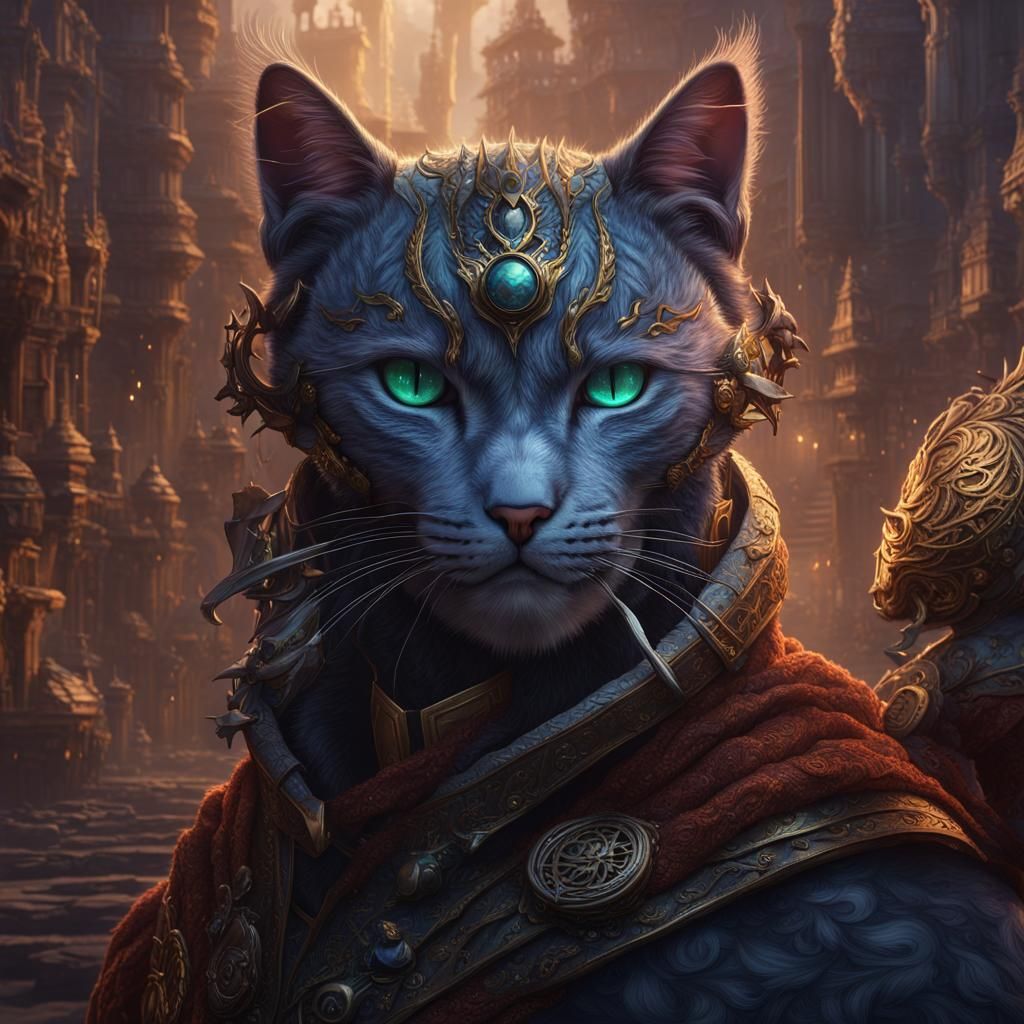 Detailed Matte Painting of a Cat Human Hybrid