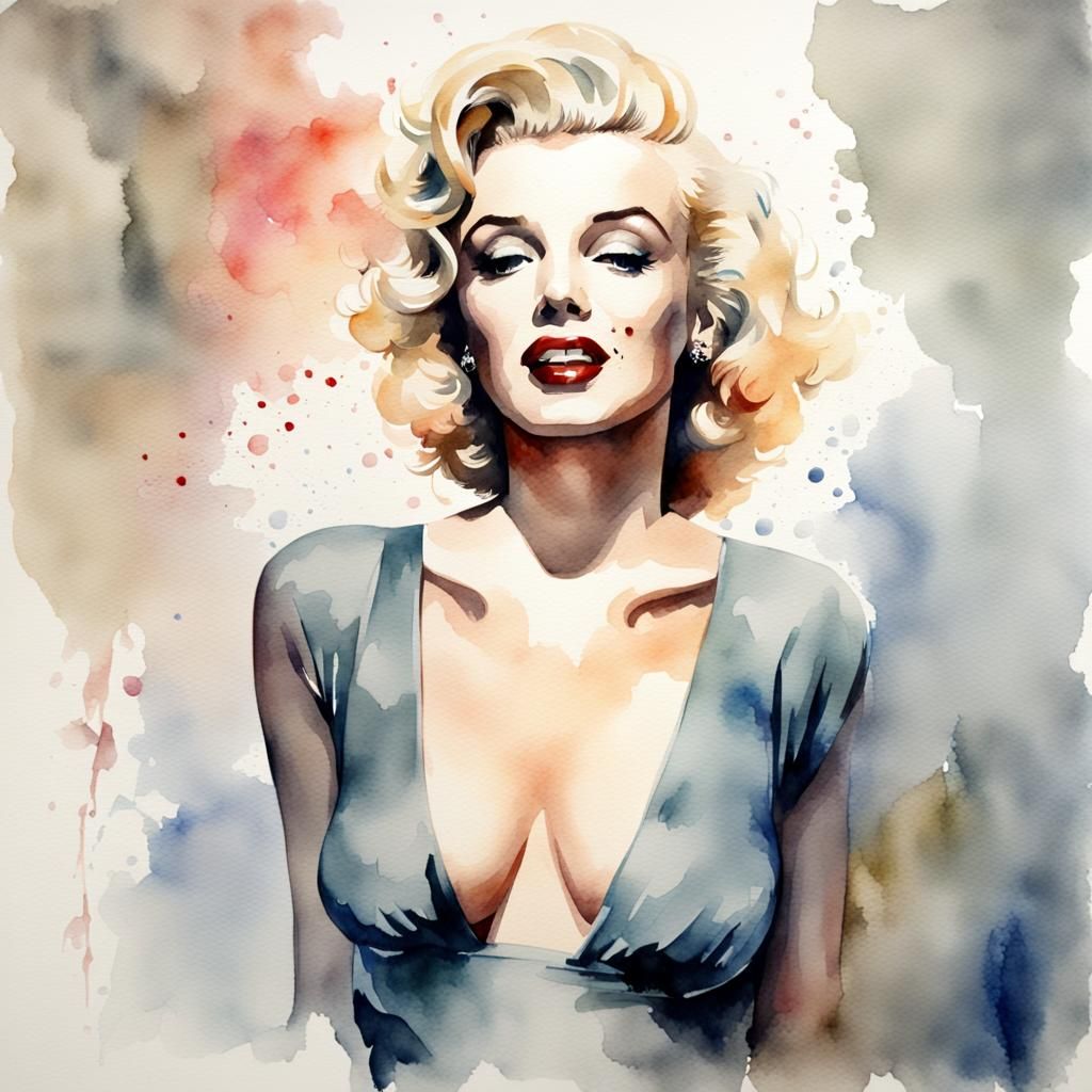 Sensual Marilyn Monroe in Watercolor Style