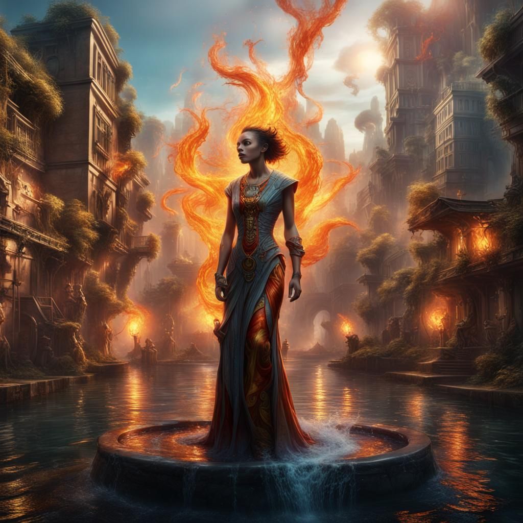 Elemental Queen in Urban Fantasy Style