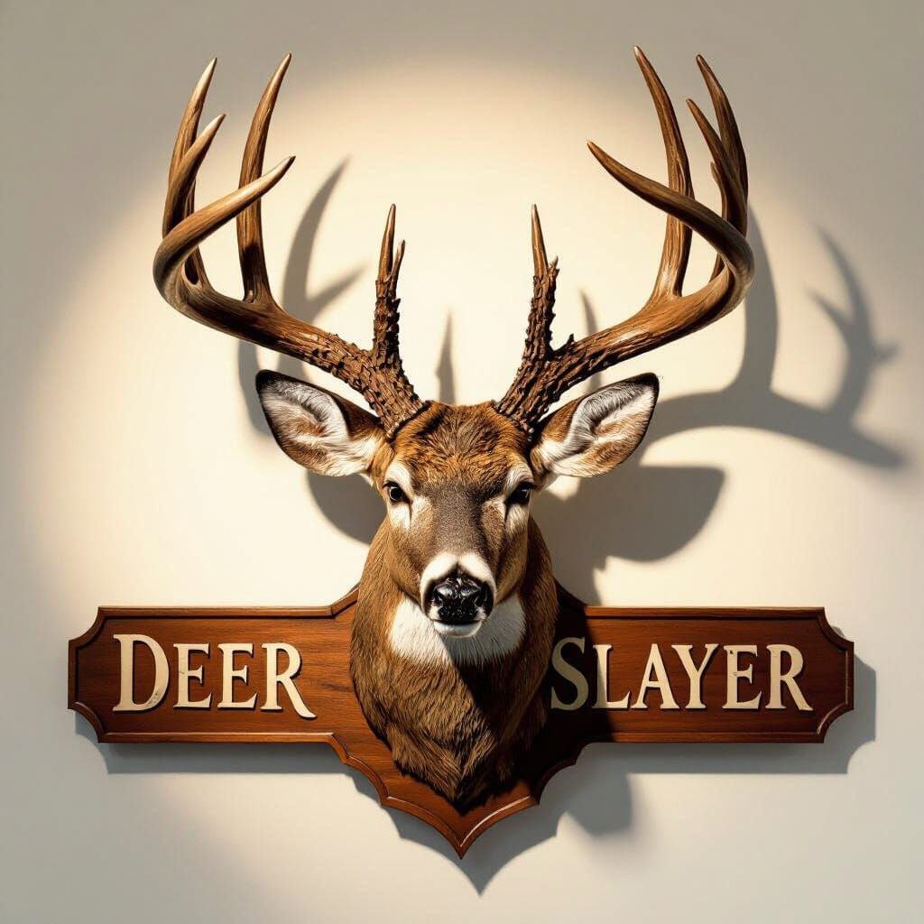 Magnificent Buck Trophy with "Deer Slayer" Engraved