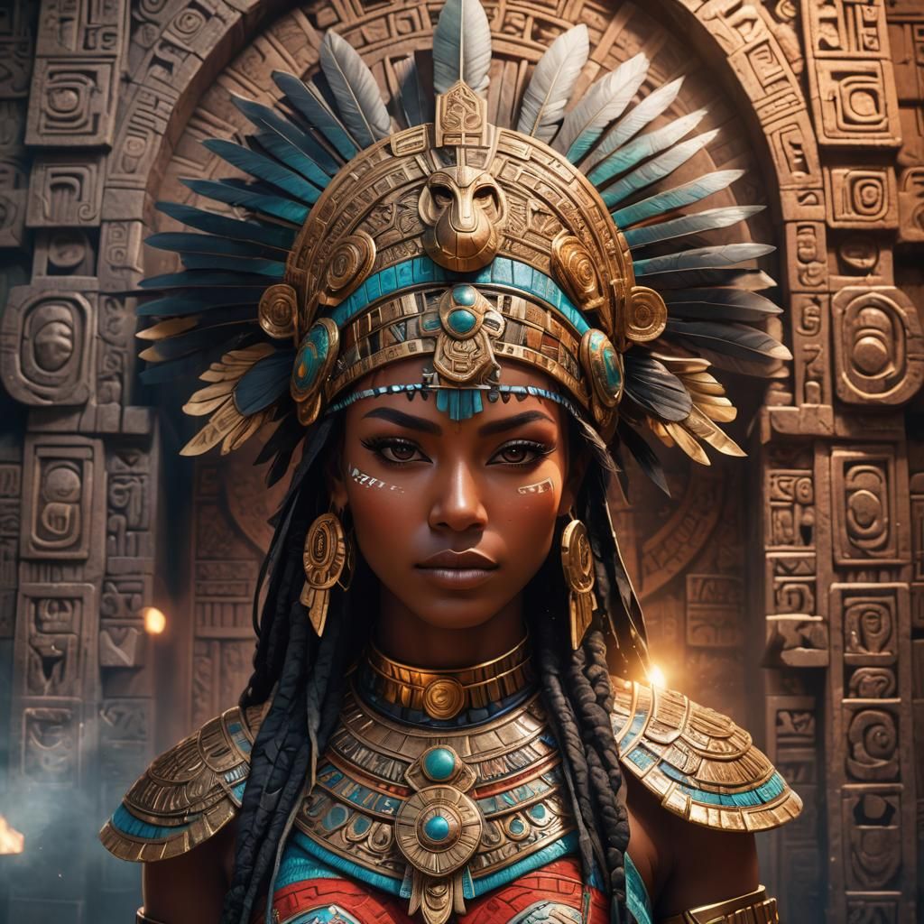 Anime Portrait: Mayan Warrior in Golden Light