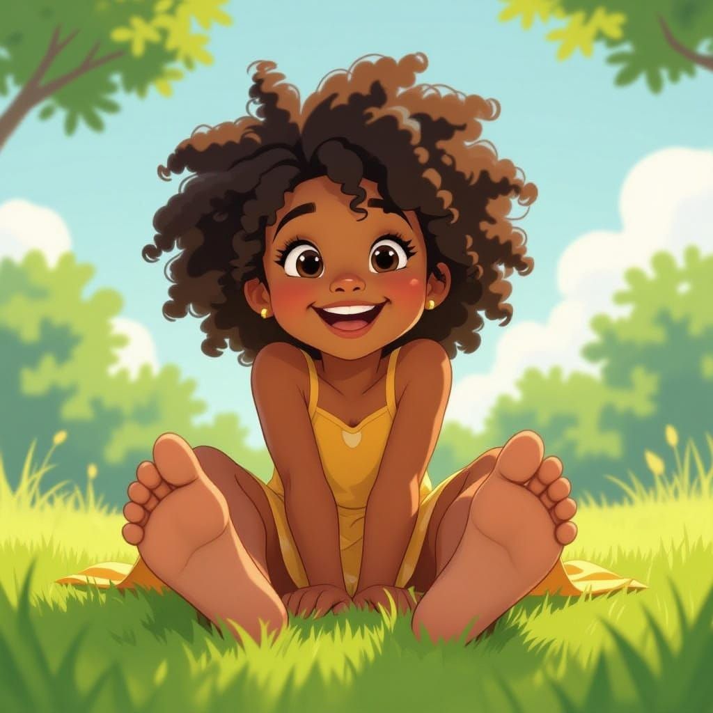 Playful Black Girl in Pixar-Inspired Animation Cel