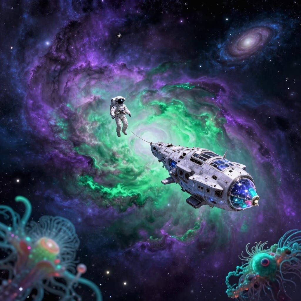 Astronaut Adrift in Cosmic Tapestry