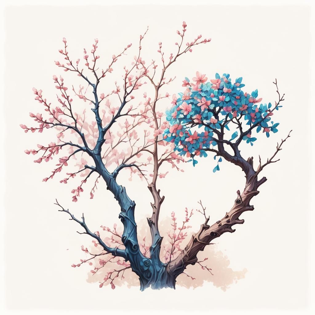 Dried Tree and Blooming Tree Concept Art
