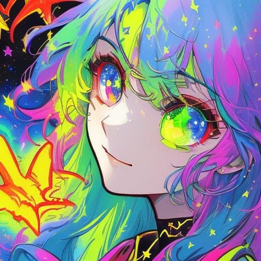 Neon Dragon in Space Graffiti Art