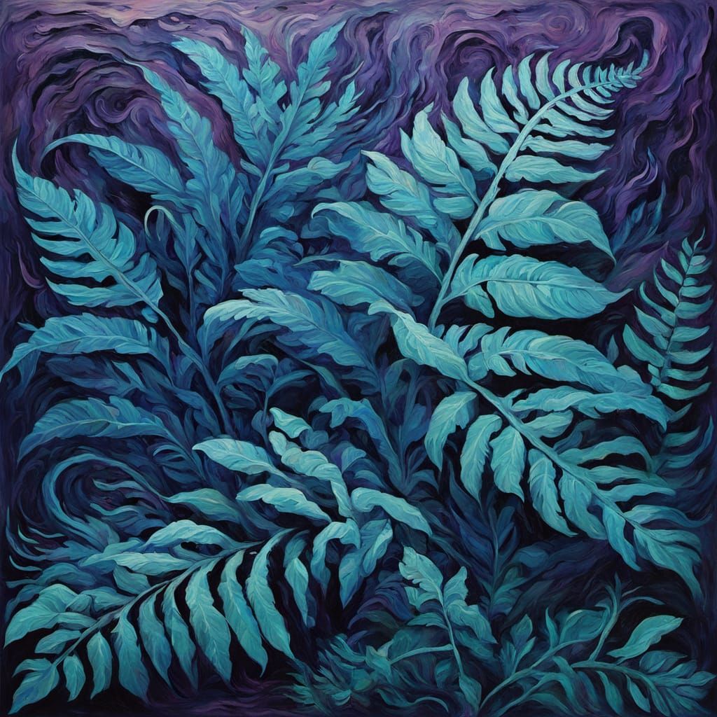Abstract Surrealism Painting of Purple Fern Mamba