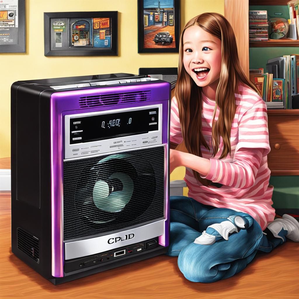 Courtney Unboxes a CD Player: Photorealistic Image