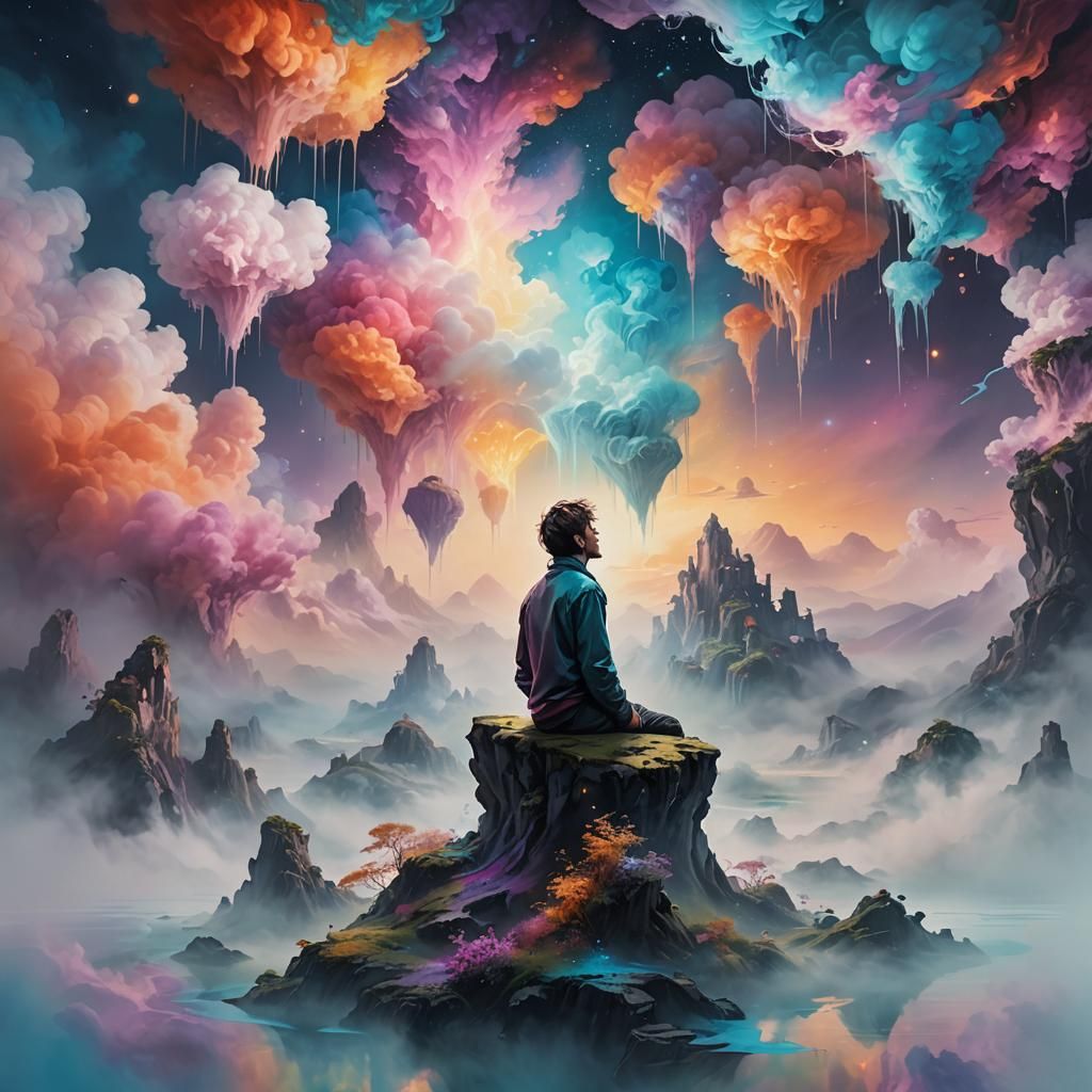 Dreamscapes: Surreal Oil Painting of Floating Islands