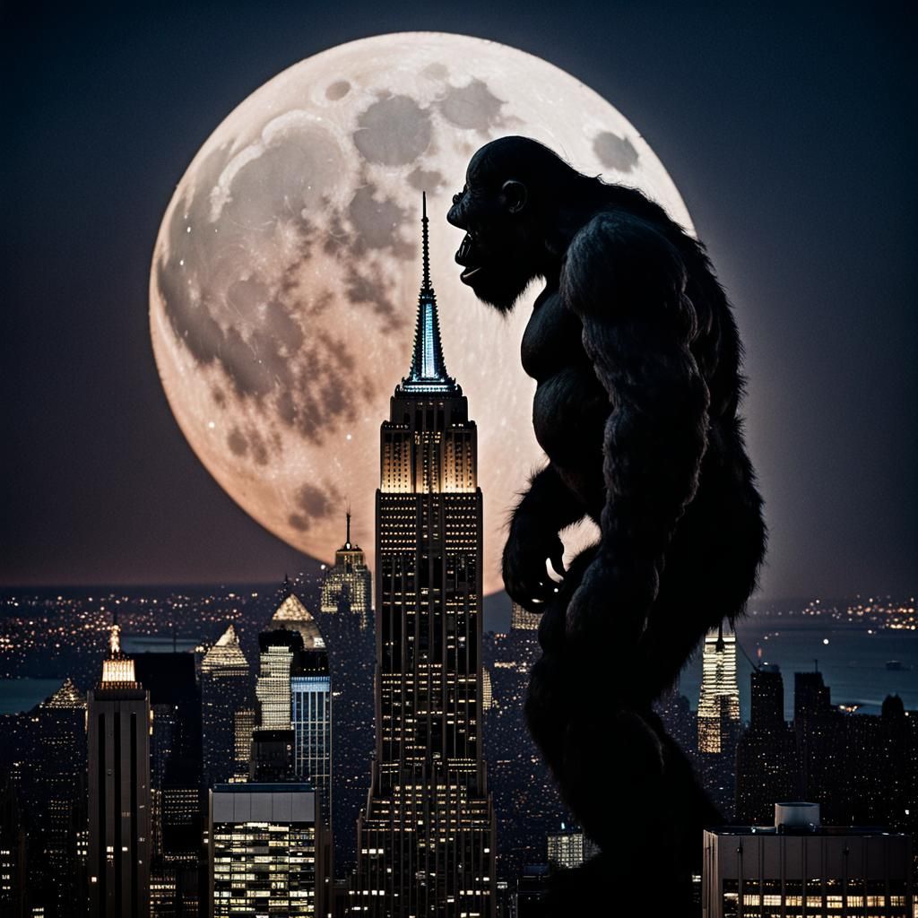 King Kong Silhouette Art on Empire State Building