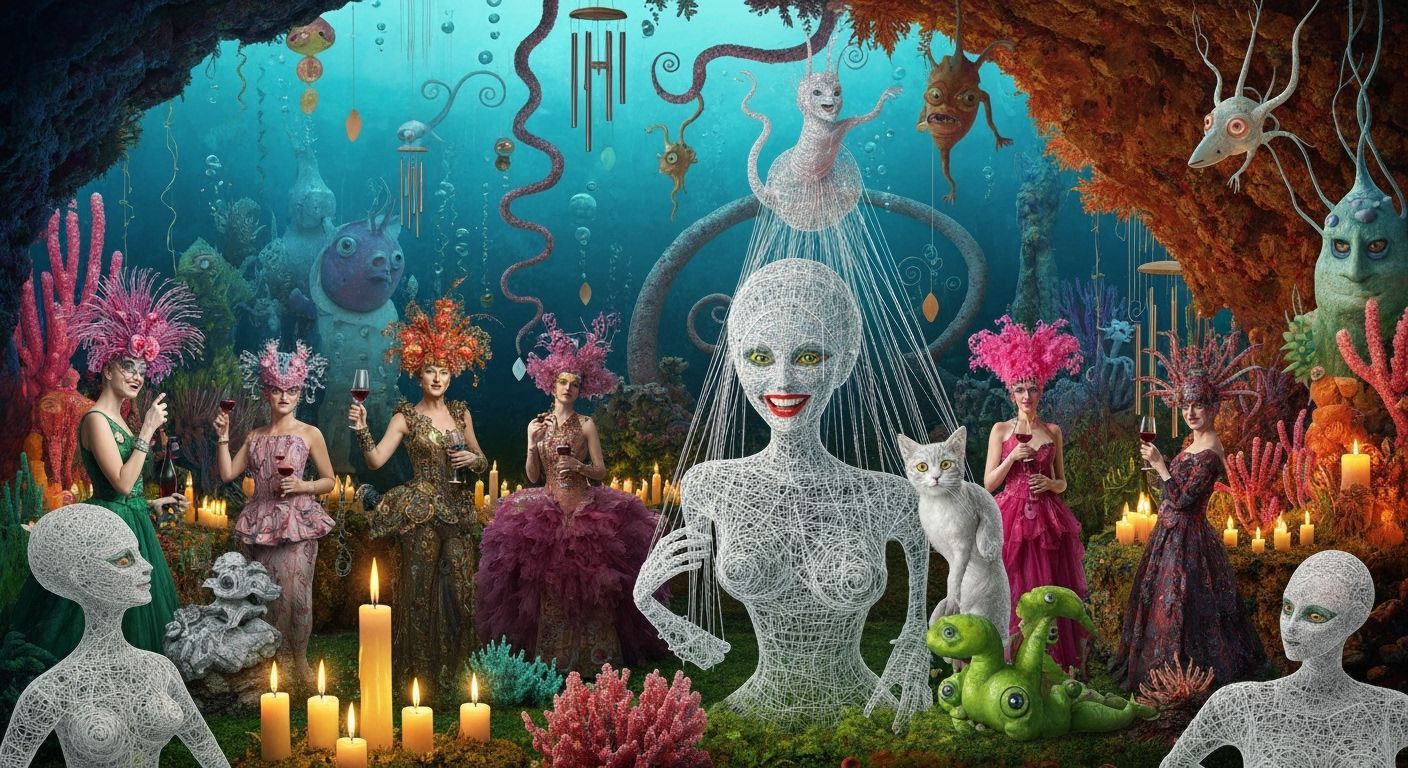 Surreal Undersea Garden Party with Fantastical Costumes