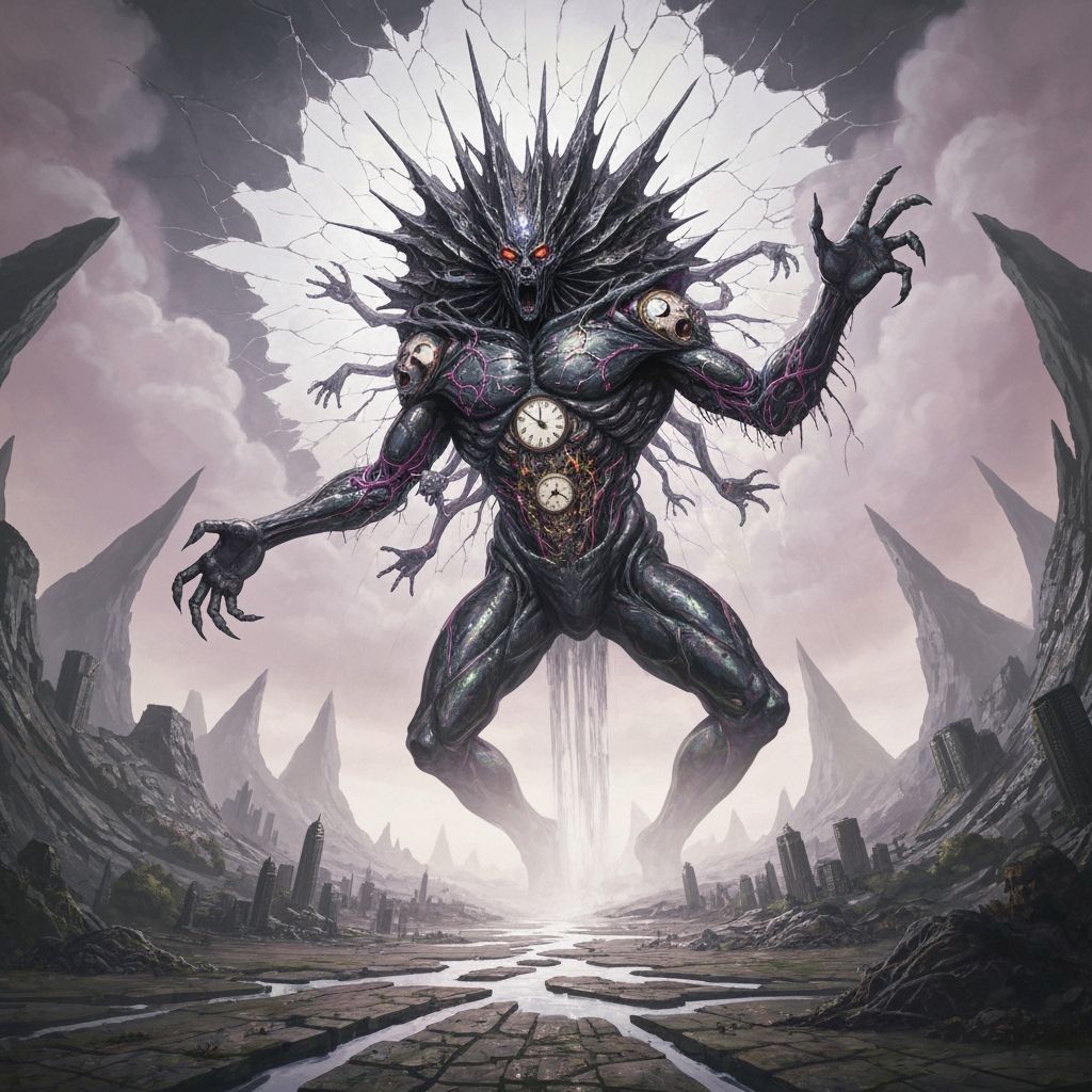 Cosmic Horror: Iridescent Stone Being Emerges